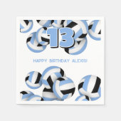 青い黒のチームカラーバレーボールキッズスポーツ スタンダードカクテルナプキン (正面)