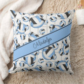 青い黒のバレーボールガーリーパターンのネットアクセント クッション (ブランケット)