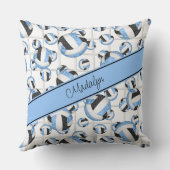 青い黒のバレーボールガーリーパターンのネットアクセント クッション (裏面)