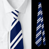 青い黒のパタストライプのーン ネクタイ