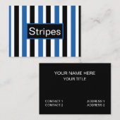 青い黒の垂直ストライプパターン 名刺 (正面/裏面)