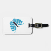 青い黒の抽象芸術蝶の飛んでいる荷物タグ ラゲッジタグ (正面横)