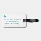 青い黒の抽象芸術蝶の飛んでいる荷物タグ ラゲッジタグ (裏面横)