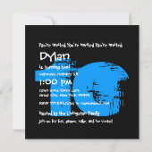 青い黒の10歳の誕生日パーティー10歳のV02 招待状 (裏面)