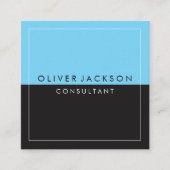 青い黒の2トーン(白縁ど) スクエア名刺 (正面)