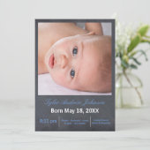 青い黒板の写真-誕生の発表 案内状 (スタンド正面)