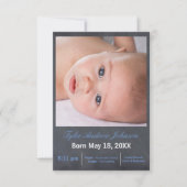 青い黒板の写真 – 3x5出産のお知らせ 案内状 (正面)