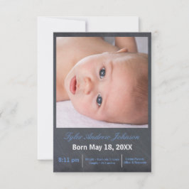 青い黒板の写真 – 3x5出産のお知らせ 案内状