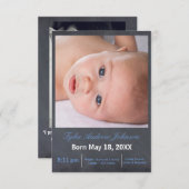 青い黒板の写真 – 3x5出産のお知らせ 案内状 (正面/裏面)