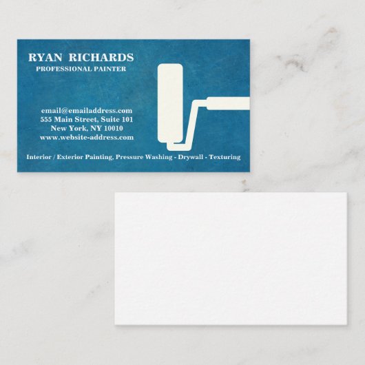 青い黒板の家絵画 名刺 (正面/裏面)