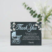 青い黒板シャワーサンキューカード ポストカード (スタンド正面)