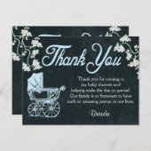 青い黒板シャワーサンキューカード ポストカード (正面/裏面)