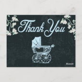 青い黒板シャワーサンキューカード ポストカード (裏面)