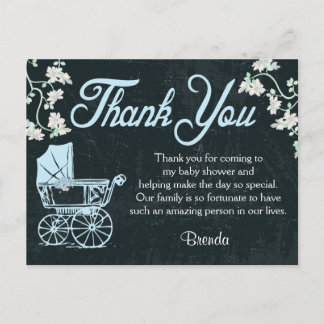 青い黒板シャワーサンキューカード ポストカード