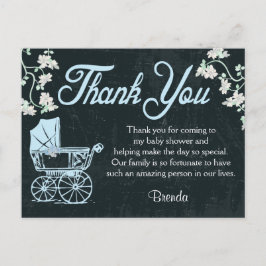 青い黒板シャワーサンキューカード ポストカード