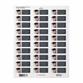 青い黒板背景の卒業写真 ラベル (フルシート)