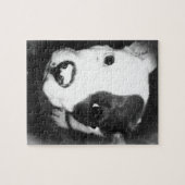 青い鼻のピットブルの子犬 ジグソーパズル (横)