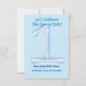 青い1歳の誕生日招待状 招待状 (裏面)