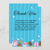 青い1歳の誕生日 フラット サンクス カード (正面/裏面)