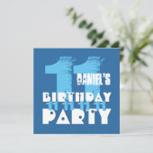 青い11歳の誕生日パーティーのHUES 11歳V06 招待状 (スタンド正面)