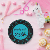 青い25歳の誕生日パーティーパーソナライズされた紙プレート ペーパープレート (パーティー)