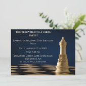 青い30歳の誕生日パーティーチェス ルーク 招待状 (スタンド正面)