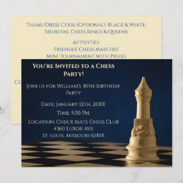 青い30歳の誕生日パーティーチェス ルーク 招待状