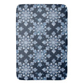 青い3Dの雪の結晶 バスマット (正面縦)