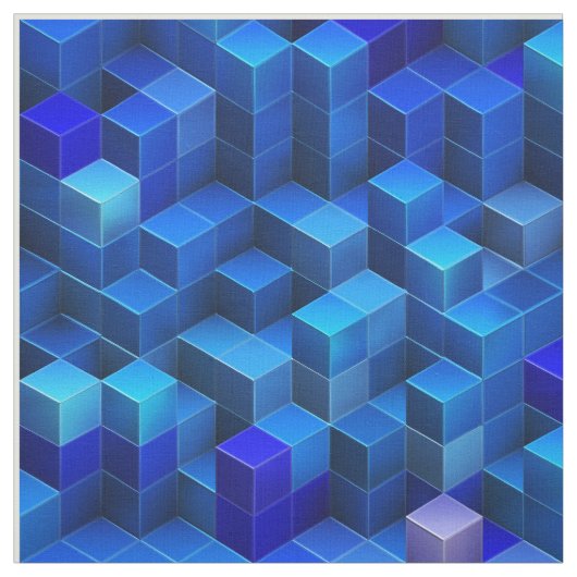 青い3D立方体の抽象芸術の幾何学的なパターン ファブリック (見本)
