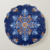 青い3D雪 ラウンドクッション (裏面)