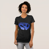青い3D 45 RPMのアダプター Tシャツ (正面フル)