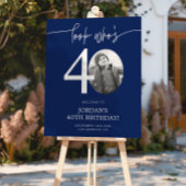 青い40th誕生日ウェルカムサイン | 誰が40歳か見て ポスター