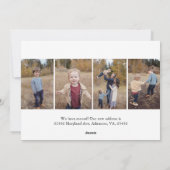 青い5枚の写真が入ったハッピー ホリデー カード（テキスト付き） シーズンカード (裏面)