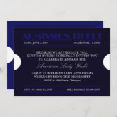 青い5x7の招待チケット 招待状 (正面/裏面)