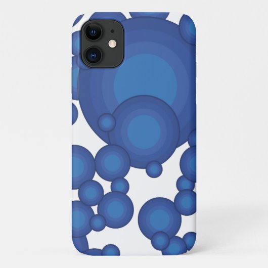 青い70年代のスタイルの円 Case-Mate iPhoneケース (裏面)