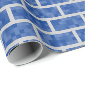 青い8ビットPixelatedの一見のレンガ壁パターン ラッピングペーパー (ロールコーナー)