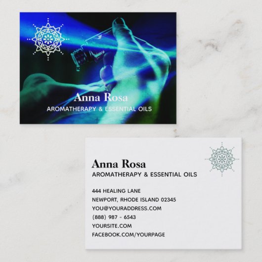 青い*~*のアロマセラピーの人目を引く精油 名刺 (正面/裏面)
