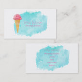 青い（ばちゃばちゃ）跳ねるのアイスクリームコーン絵を描 名刺 (正面/裏面)