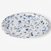 青い（ばちゃばちゃ）跳ねるのペンキ ペーパープレート (アングル)