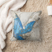 青い(ばちゃばちゃ)跳ねる – 灰色の大理石と金ゴールド クッション (ブランケット)