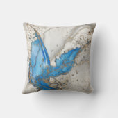 青い(ばちゃばちゃ)跳ねる – 灰色の大理石と金ゴールド クッション (裏面)