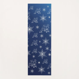 青い+トナカイ+星+星+雪の結晶+クリスマス ヨガマット