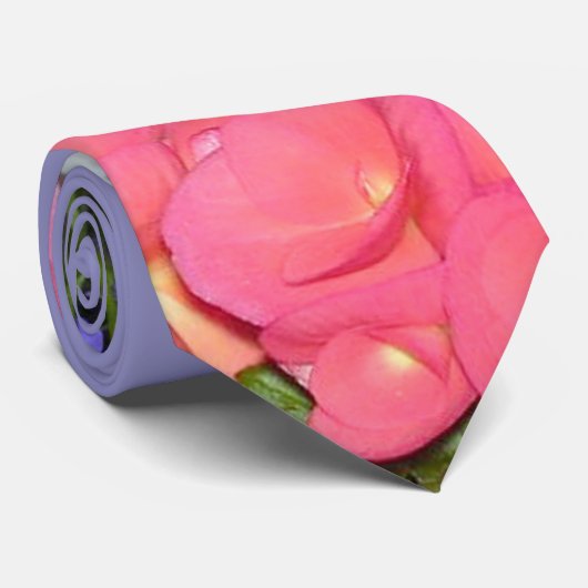 "青い"ピンクのベゴニアタイを結婚します ネクタイ (ロール)