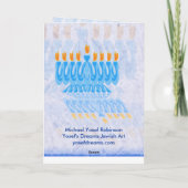 青い（ユダヤ教）メノラーハヌカー（ユダヤ教の祭り）カード シーズンカード (裏面)