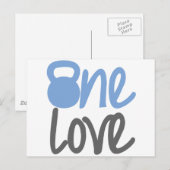 青い「ワンラブ」 ポストカード (正面/裏面)