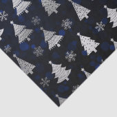 青い《写真》ぼけ味と銀箔クリスマスツリー 薄葉紙 (詳細)