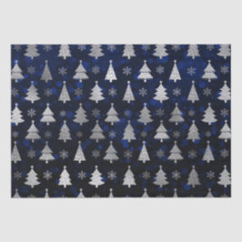 青い《写真》ぼけ味と銀箔クリスマスツリー 薄葉紙