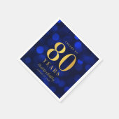 青い《写真》ぼけ味フェイク金ゴールド応援から80年誕生日 スタンダードカクテルナプキン (角)