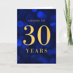 青い《写真》ぼけ味金ゴールド応援から30年誕生日 カード