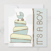 青い「少年のベビーシャワー招待状 招待状 (正面)